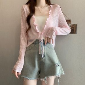 Ice Silk Sun Protection Knitted Short Cardigan