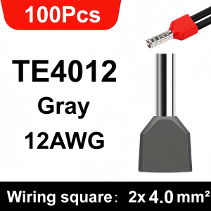 Đầu Nối Dây Đôi TE Ống Cách Điện PVC Loại Kẹp 100/700 Cái Đầu Cos Điện Đầu Nối Dây Lạnh Dạng Ống Cho Điện Áp Thấp