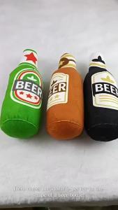 Realistic Beer Bottle Shape Plush Dog Toy Squeaky Bite Resistant Wear Resistant Teeth Cleaning Chew Toy For Small Large Dogs
