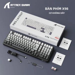 Bàn Phím Cơ Attack Shark X98 Không Dây 102 Phím Kích Thước Đầy Đủ Đèn Nền RGB Keycap PBT Hot-swap Pin 4000mAh Cho PC/Laptop