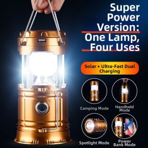 Solar Powered Hand Crank Lantern Camping Light Charger