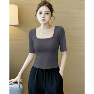 QIAOCHENXIAN | Cotton Square Collar T-Shirt Sleeve French Style Shirt