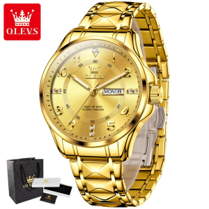 OLEVS | OLEVS 2910 Original Quartz Watch for Men Fashion Classic Business Digital Dial Dual Calendar Waterproof  Luminous Mens Watches