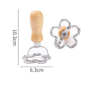 Máy Cắt Mì Raviolica Tròn Có Bánh Xe Lăn Và Tay Cầm Bằng Gỗ Máy Ép Mì Bằng Thép Không Gỉ Có Cạnh Rãnh Dùng Cho Nhà Bếp Gia Đình Và Làm Bánh