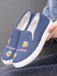 Old Beijing Cloth Shoes Womens Tendon Sole Plaid Work Shoes Middle School Students Flats Not Tired Feet Work Shoes Frosted Canvas Shoes