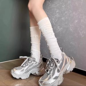 rosekey | Aesthetic and Thigh-Slimming White Anklet Socks Bow Summer Light