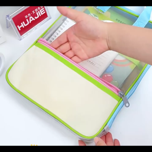 L-shaped File Bag with Zipper A4 Mesh Tutoring Bag Subject Classification Storage Bag for Students