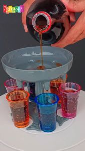 Party Soft Drink Wine Dispenser with Rotary Holder Multiple 6 Cups for Birthday Wedding Festival Celebration House Party