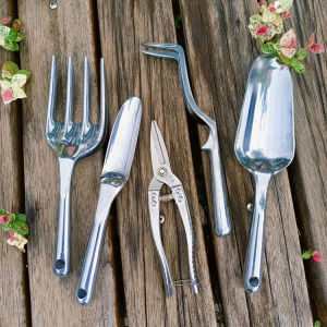 Household Flower Planting Tools Garden Gardening Shovel Small Spoon Loose Soil Fork Two Tooth Rake Integrated Thickened Rust-Free