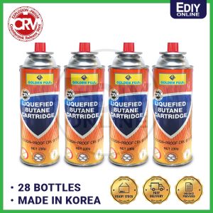 (28 BOTTLEs) KOREA BUTANE GAS CARTRIDGE Camping Picnic Sushi KBM / Pentec / Mascrown / Homelux / Golden Fuji Gas Butan Ediyonline Ediy
