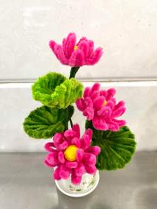 Chậu hoa sen mini cao 20cm ngang 13cm trang trí nhà cửa lọ bình trang trí đèn & trang trí