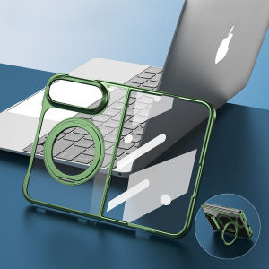 szhaiyu | For iPhone Duo 18 Fold Duo Transparent Phone Case With 360° Degree Rotating Bracket Shockproof Hard Back Cover Funda