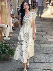 Fashion Versatile Polka Dot Bow Dress