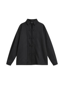 Mens New Chinese Style Hanfu Calligraphy Sleeve Shirt Original Set Big Sleeve Shirt Casual Travel Autumn Wear for Teens