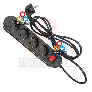 Stop Kontak On Off 4Lubang Kabel 2meter 3Lubang Socket Hitam Bahan Bagus Kualitas Premium