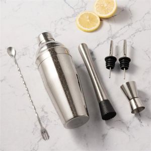 SUBURB Stainless Steel Bartender 6 Pcs/Set 550/750ML Shaker Mixing Spoon Double Measuring Cup Bartending Tool Bar Drink Martini
