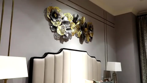 Luxury 3D Metal Ginkgo Leaf Wall Art Gold Hanging Sculpture Modern Iron Wall Decor for Home Living Room Restaurant Cafe