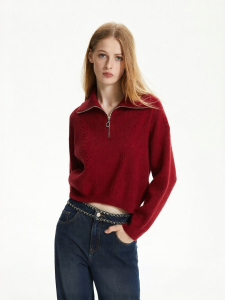 Vero Moda | Summer Zippered Solid Color Short Knit Sweater