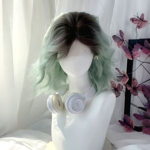 MONLEYTA | Womens Short Hair Wig Natural Simulation Full Head Cover Thin Air Bangs Lolita Summer Thin Model JK Cosplay High Temperature Silk