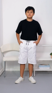 Celana Cargo Anak Warna Putih Bahan Katun Twill Stretch Premium Nyaman Adem/Bawahan Pendek Anak Laki - laki size lengkap 9kg - 53kg