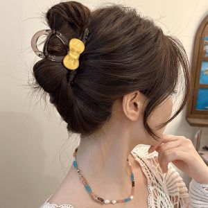 Cute Soft Candy Bows Barrettes Female Back Head Updo Shark Clip Medium Size Hair Claw 2024 New Arrival Fancy