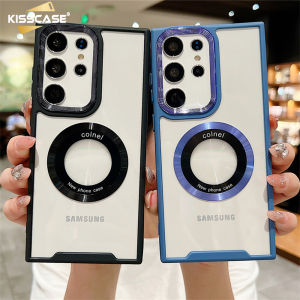 Kisscase Cho Samsung S24ultra Trường Hợp Magsafe Không Dây Sạc Mạ Điện Ống Kính trong suốt chống sốc Trường Hợp Đối Galaxys23 S22 Ultra Plus A54 A34 A14 A53 A33 A52 Bumper Bìa