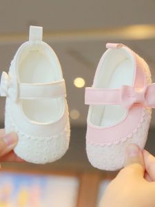 Spring Autumn Soft Bottom Baby Girl Shoes Lace Butterfly Knot Embroidered Single Shoes Walking Outdoor Anti-slip Slip-on Cotton