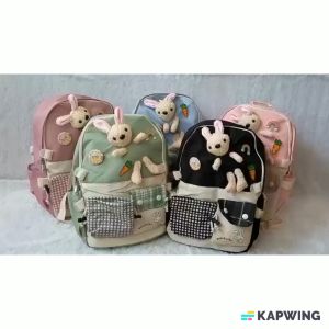 NBJ09 Realpic & Video Tas Ransel Wanita Import Ransel Cewek Impor Tas Ransel Bahan Nilon  Ransel 5in1 Ransel Sekolah Kuliah Kampus