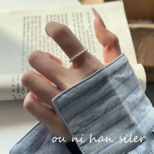 S925 Pure Silver Twisted Ring Womens Minimalist Fashion Hip Hop Sweet Plain Band Geometric Index Finger Ring Jewelry