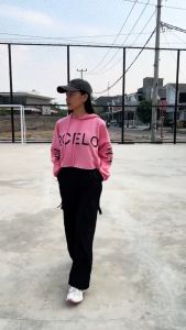 BARCELONA CROP HOODIE BASIC ATASAN WANITA x BAGGY KULOT LOVE DEATH