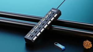USB Hub 7 Port Multi USB Splitter Power Adapter Multiple Expander With On Off Switch For PC Laptop MacBook Accessories