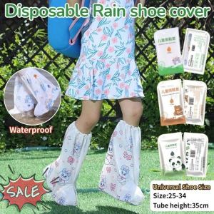 Disposable Rain Shoe Covers Cartoon Waterproof Rain Shoe Covers Children Tall Tube Shoe Covers