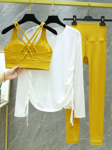 Red Yoga Fitness Outfit Set Womens High-End Professional Pilates Clothing Long Sleeve Thermal Lycra Sports Wear Set