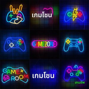 โซนเกมป้ายนีออนGamepadรูปLEDป้ายนีออนสําหรับGamer Room Decorเกมป้ายนีออนสําหรับBoys Home Decor5V USB Powered