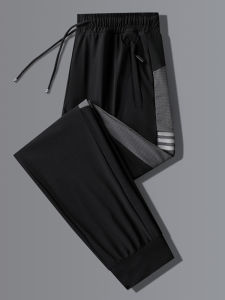 Summer Mens Loose Basketball Sportswear Ice Silk Quick Dry Long Pants Casual Straight Leg Elastic Waist Youthful Urban Style