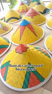Topi Caping Lukis Anak Free Custom / Capping Anyaman Bambu Karnaval