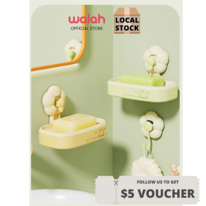 Cute Flowers Wall Hanging Suction Soap Box for Hand Wash Bathroom Toilet Soap Holder Soap Tray