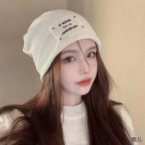 Pile Heap Cap Women Ins Spring and Autumn Embroidery Applique Toque Japan fashion All-Match Face-Looking Small Knitted Sleeve Cap Confinement Cap