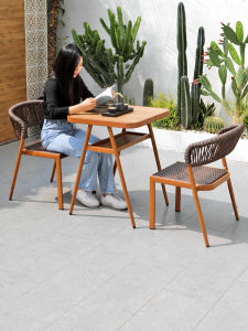 Oude Balcony Table and Chair Small Rattan Chair Three-Piece Combination Small Apartment Casual Internet Celebrity a Table with Two Chairs Tea Table and Chair Garden