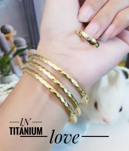 Titanium Gelang Keroncong Isi 3 Set Cincin Gold Anti Karat Xds198b
