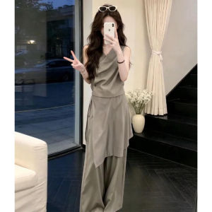 ZHENMANZI | 2026 Summer Sleeveless Top Wide Leg Pants Suit