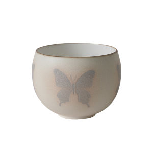 Wild Gather Handmade Butterfly Egg Shaped Handle Ceramic Coffee Cup Jingdezhen Matte Glazed Coffee Cup Fine Espresso Cup