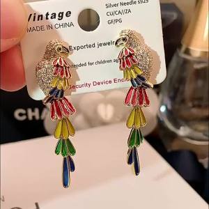 MESU.ACC | Vintage Style Colorful Parrot Earrings with Tassels