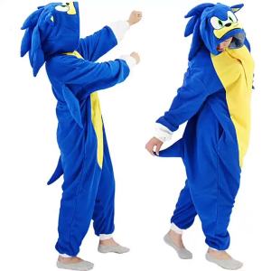 Pokemon Cartoon Pajama Blue Sonic Onesie Pajamas Halloween Costume Casual Homewear