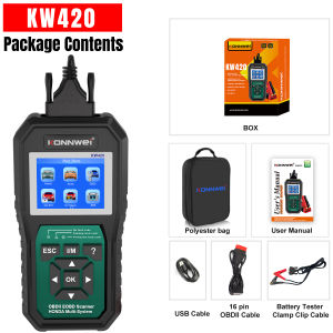 2in1 KONNWEI KW420 OBD2 Scanner Battery Analyzer 6-12V Full Vehicle System Diagnosis Oil Reset ABS SRS TPMS for Honda Vehicle