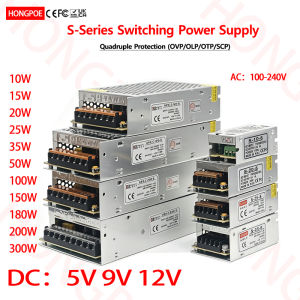 SMPS 10W 15W 20W 25W 35W 50W 100W 150W 180W 200W 300W DC 5V 9V 12V 100-240V AC Power Transformers for LED CCTV Motor Battery