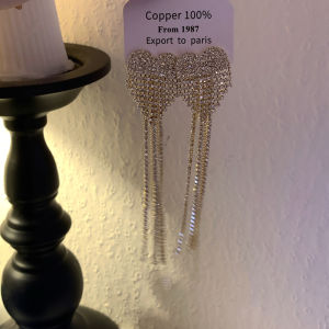 Exquisite Elegant Diamond Design Tassel Hoop Earrings Flashy Two-Way Wear Alloy Plated Gold Female Fashion Jewelry Ear Studs