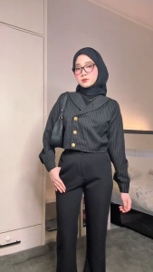 Zavora Outfit Casual Taju Blazer 3in1 Set Korean Style ( Bella Square + Blazer + Celana Cutbray ) Setelan Remaja Kekinian Simple - SET AB484