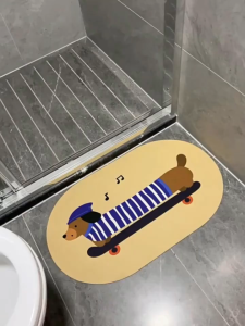 พรมเช็ดเท้า พรมเช็ดเท้า40*60cm พรมปูพื้นห้องน้ำรูปตัว U กันลื่นดูดซับน้ำได้ดี แผ่นดูดซับโคลนไดอะตอม