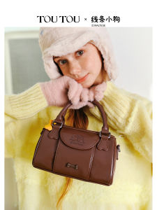 Christmas Gift for Brides TOUTOU Line Little Dog Boston Bowling Bag Red Wedding Shoulder Crossbody Bag Women Casual Simple Style